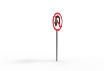 No u turn sign isolated vector illustration on transparent background road safety transportation traffic regulation warning street law forbidden access restriction direction indicator