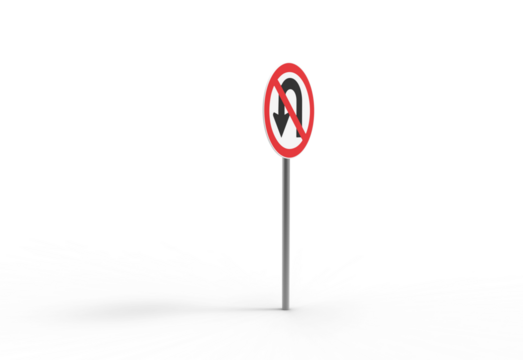 No u turn sign isolated vector illustration on transparent background road safety transportation traffic regulation warning street law forbidden access restriction direction indicator