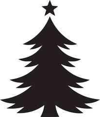 Obraz premium Christmas Tree Silhouette with Star – Festive Holiday Icon