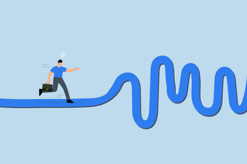 Rough road ahead, businessman run to new challenge rough road ahead.