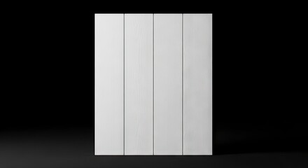 A light panel of four vertical boards stands on a dark surface against a black backdrop