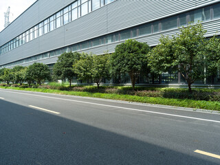 empty floor with modern office building