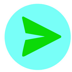 Green arrow pointing right on a light blue circle on transparent background
