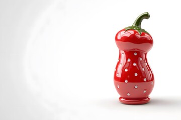 Colorful Red Pepper Shaped Salt Shaker on Clean Background