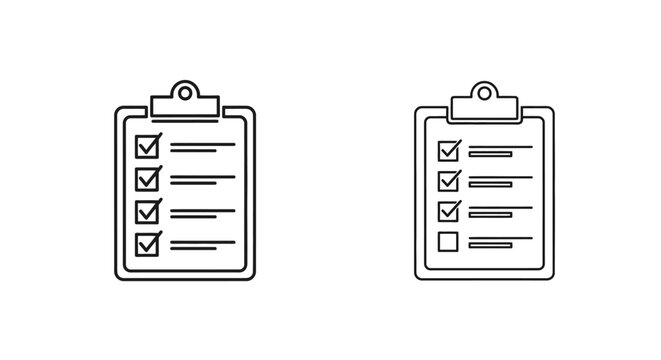 Two clipboards with checklists some items marked as completed visually
