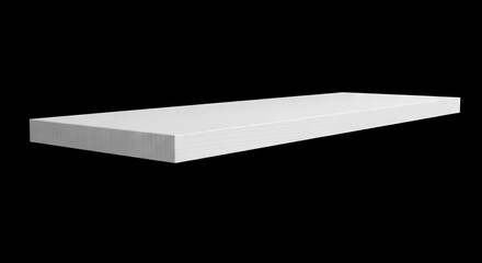 White horizontal shelf on a black background Light emphasizes its textures