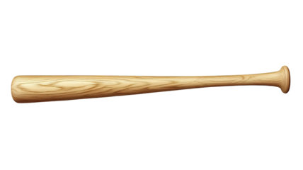Wooden baseball bat sports equipment classic hitting tool hardwood club isolated object outdoor game gear isolated on white background