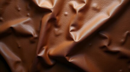 Close-up of Wrinkled Brown Leather Texture