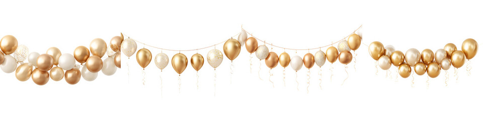 Festive Gold and White Balloon Garland: Celebration, Party Decor