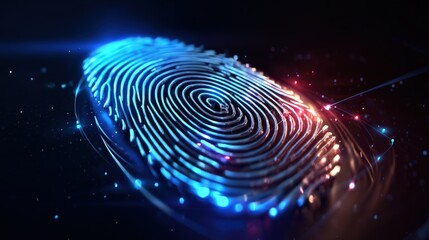 Futuristic Glowing Digital Fingerprint for Cybersecurity Concept