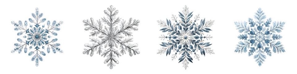 Elegant Watercolor Snowflake Set: Winter, Christmas, Festive