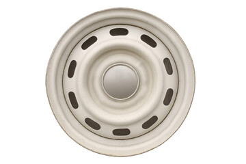 Steel car wheel rim isolated on transparent background, automotive part for vehicle and transportation