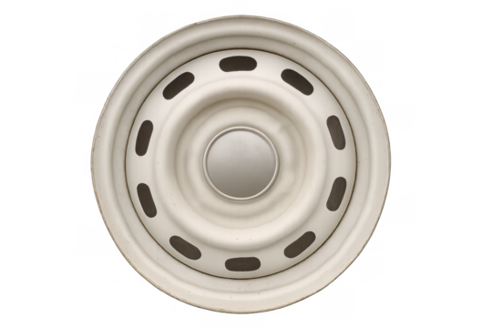 Steel car wheel rim isolated on transparent background, automotive part for vehicle and transportation