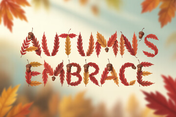 Celebrate autumn's warm embrace with this vibrant design featuring fall leaves and acorns, perfect for seasonal promotions and cozy home decor projects