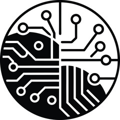 Obraz premium Yin and yang symbol with electronic circuit board pattern design background