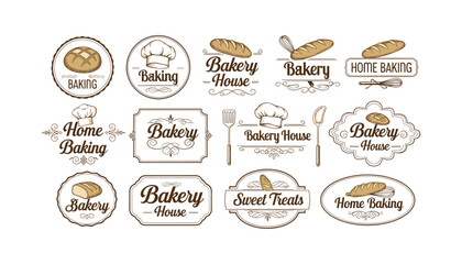 Home baking logo template bakehouse hand lettering for pastry shop or cafe branding vector