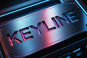 Experience the futuristic allure of Keyline design with vibrant neon lights and a modern metallic finish perfect for technology and innovation branding projects
