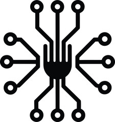 Central processor unit resembling a fork with multiple input output connections