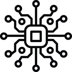Central processing unit with connecting lines symbolizing digital network