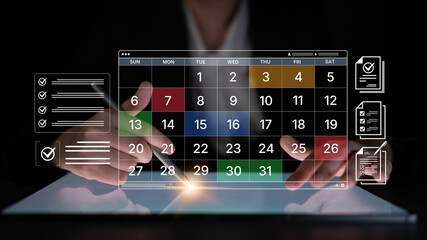 A digital calendar interface for business planning and organization. Used for scheduling events,...