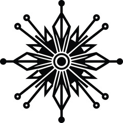 Obraz premium Abstract geometric black and gray snowflake or star vector symbol art design