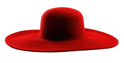 Red wide-brimmed hat against black background