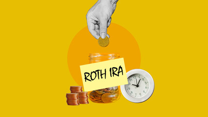 Roth IRA individual retirement account to invest money already paid taxes on as savings concept