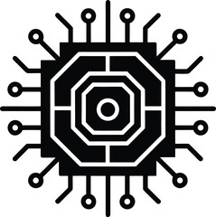 Abstract computer chip vector icon for technology and electronic designs