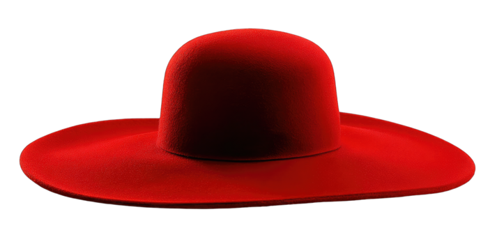 Red wide-brimmed hat against black background