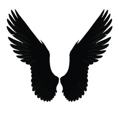 Fototapeta premium Black angel wings silhouette isolated on white background