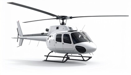 Fototapeta premium White Helicopter on Snowy Terrain Symbolizing Exploration and Editorial Styling for Aviation and Remote Travel Use