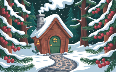 christmas house in the forest