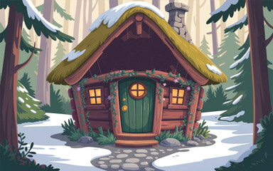 christmas house in the snow