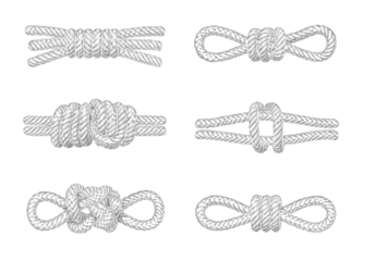 Six illustrations of various nautical knots