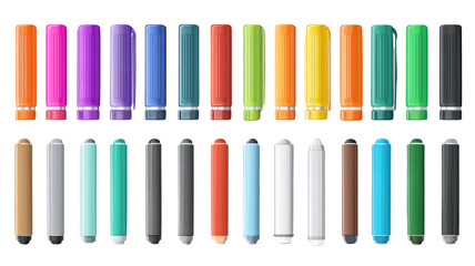 set of colorful markers on white background