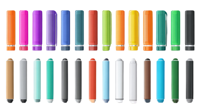 set of colorful markers on white background