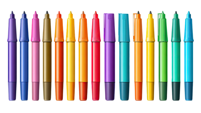 colored pencils on white background