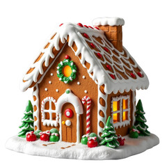 Christmas gingerbread house isolated on transparent background