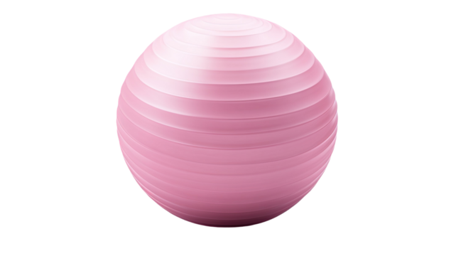 Pink fitness ball used for exercise balance workout training and physical therapy equipment isolated on white background