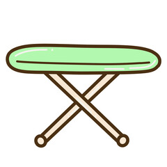 Cute Pastel Green Ironing Board Illustration for Laundry and Home Appliance Concept