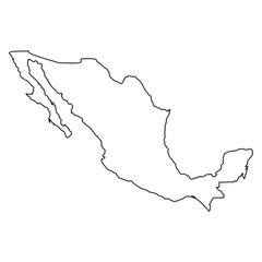 Mexico outline map border in black for geography education