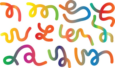 Color Swirl Lines with Rainbow Gradient. Vector Wave Shapes for Celebration, Parties and Carnivals Design..eps