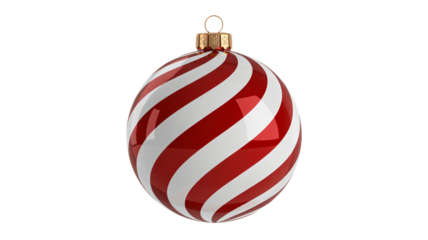 Festive red and white striped Christmas ornament gleams with holiday cheer, perfect for seasonal decor projects