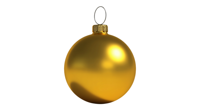 Elegant golden Christmas bauble ornament with metallic cap and loop, perfect for festive holiday decorations and seasonal design projects.