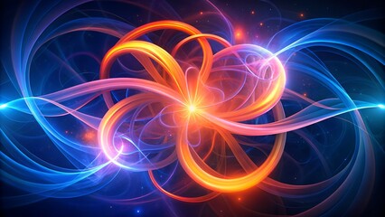 Colorful glowing fractal waves in motion on a dark background