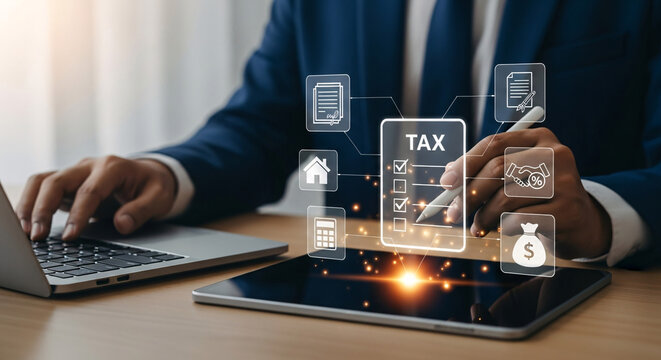 Lab Research Scientist with Test Tube and Laptop
