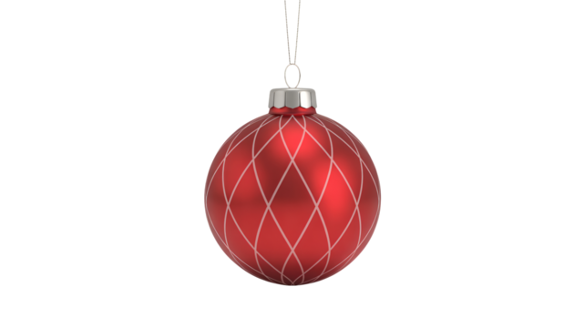 Elegant red Christmas ornament with delicate white swirling pattern, ready to adorn festive holiday decorations and bring joy.