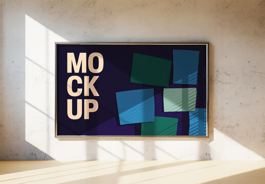 Horizontal Poster Mockup with Geometric Shapes