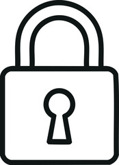 Illustration of a black padlock, symbolizing security, protection, and privacy in a simple and modern design