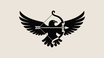 Fototapeta premium Bold eagle archer logo with wings spread, powerful symbol for sports, business, or gaming branding, conveying precision, focus, and strength